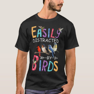 鳥に簡単に気を取られおもしろいる Tシャツ