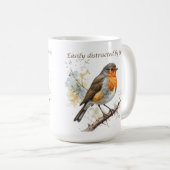 鳥に簡単に気を取られるおもしろい引用文 コーヒーマグカップ (正面右)