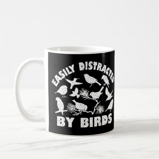 鳥に簡単に気を取られる コーヒーマグカップ (左)