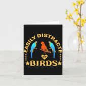 鳥に簡単に気を取られる 面白い名言 鳥好き カード (黄色い花)