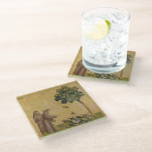 鳥に説教するAssisiのSt Francis ガラスコースター (アングル)