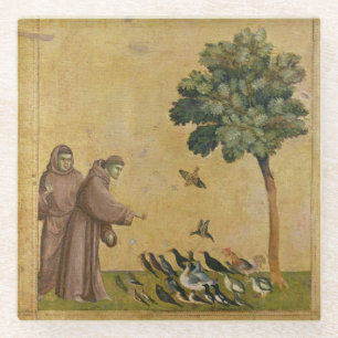 鳥に説教するAssisiのSt Francis ガラスコースター