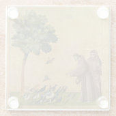 鳥に説教するAssisiのSt Francis ガラスコースター (裏面)