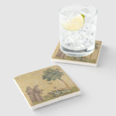 鳥に説教するAssisiのSt Francis ストーンコースター (横)