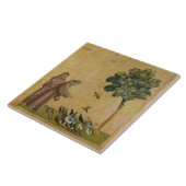 鳥に説教するAssisiのSt Francis タイル (側面)