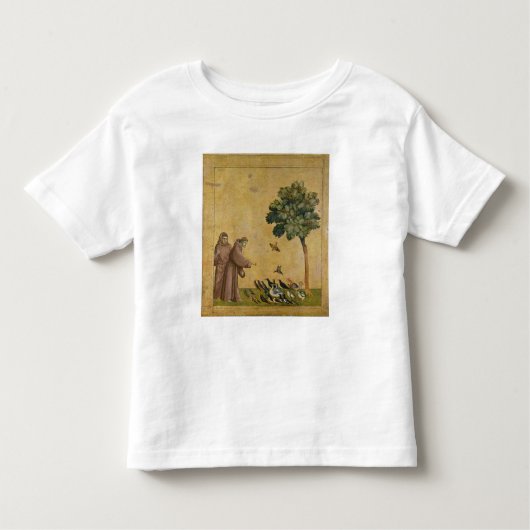 鳥に説教するAssisiのSt Francis トドラーTシャツ (正面)