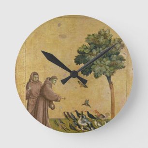 鳥に説教するAssisiのSt Francis ラウンド壁時計