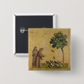 鳥に説教するAssisiのSt Francis 缶バッジ (正面&裏面)