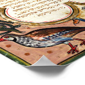 鳥のあるヘブライ語の聖書のページ， 1299 ポスター (角)