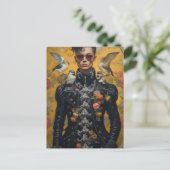 鳥のいるおしゃれな男 ポストカード (スタンド正面)