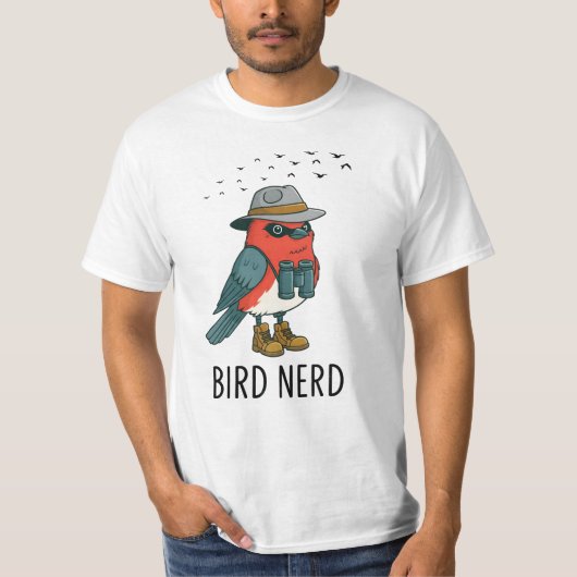 鳥のおたくおもしろい鳥観察野鳥観察鳥愛好家 Tシャツ (正面)