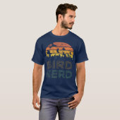 鳥のおたく動揺してのレトロ Tシャツ (正面フル)