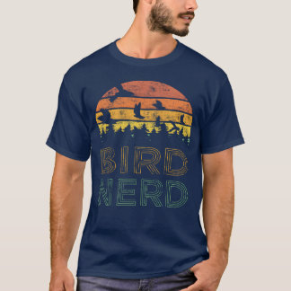 鳥のおたく動揺してのレトロ Tシャツ