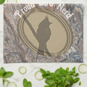 鳥のおたく誇りを持ったシルエットブラウングリーンバード キッチンタオル (折り畳み)