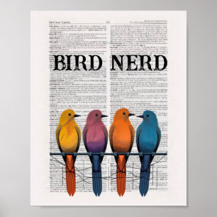 鳥のおたく辞書のページアート ポスター