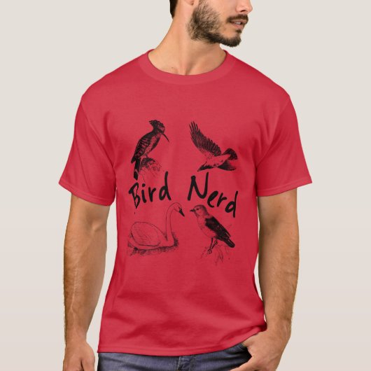 鳥のおたく鳥の鳥類学者の翼ビンタグを見る Tシャツ (正面)