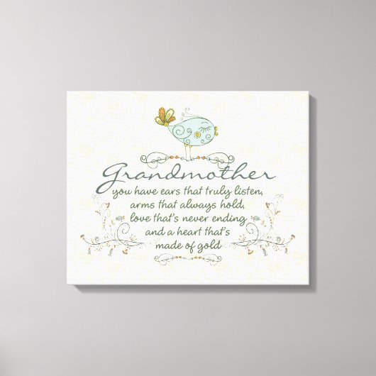 鳥のおばあちゃん詩 キャンバスプリント (正面)