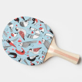 鳥のおもしろいイラスト、グラフィックはシームレス。 卓球ラケット (横)