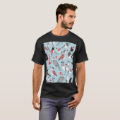 鳥のおもしろいイラスト、グラフィックはシームレス。 Tシャツ (正面フル)