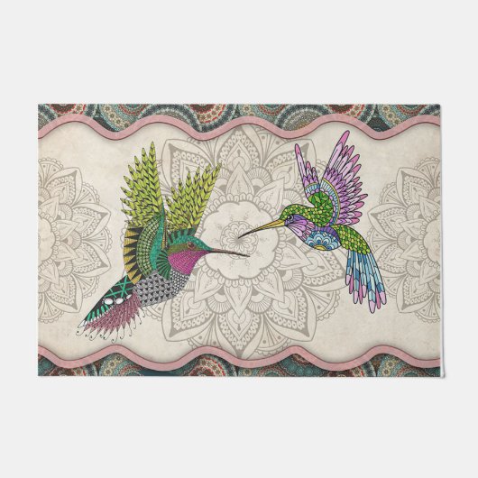 鳥のおもしろいカップル形式/引っ越し祝いパーティーギフト ドアマット (正面)