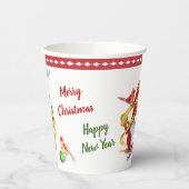 鳥のおもしろいクリスマス紙カップ付きリボン格言 紙コップ (左)