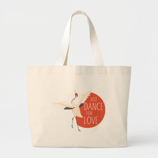 鳥のおもしろいメッセージ – 愛のために踊る1 ラージトートバッグ (正面)