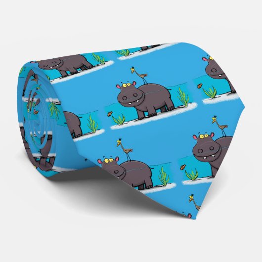 鳥のおもしろい漫画と可愛い海馬 ネクタイ (ロール)