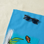 鳥のおもしろい漫画と可愛い海馬 ビーチタオル (インサイチュ)