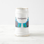 鳥のおもしろい漫画と可愛い海馬 ビールジョッキ (中央)