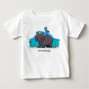 鳥のおもしろい漫画と可愛い海馬 ベビーTシャツ