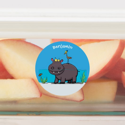 鳥のおもしろい漫画と可愛い海馬 ラベル (貼付)