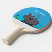 鳥のおもしろい漫画と可愛い海馬 卓球ラケット (正面アングル)