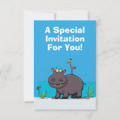 鳥のおもしろい漫画と可愛い海馬 招待状 (裏面)