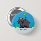 鳥のおもしろい漫画と可愛い海馬 缶バッジ (正面&裏面)