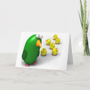 鳥のお母さんおよびひよこ カード