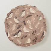 鳥のお洒落パターン ラウンドクッション (裏面)
