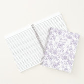 鳥のかわいらしモノグラム付き紫色の花柄 ノートブック (内部)