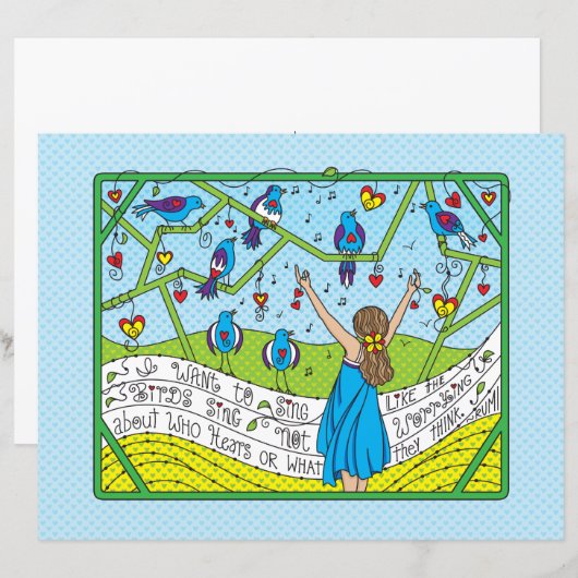 鳥のように歌うSing_Flat紙シート11"x8.5" (正面/裏面)