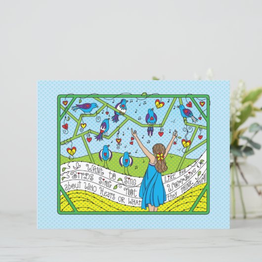 鳥のように歌うSing_Flat紙シート11"x8.5" (スタンド正面)