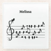 鳥のように自由に、音楽のノートとして歌の鳥の演技 ガラスコースター (正面)