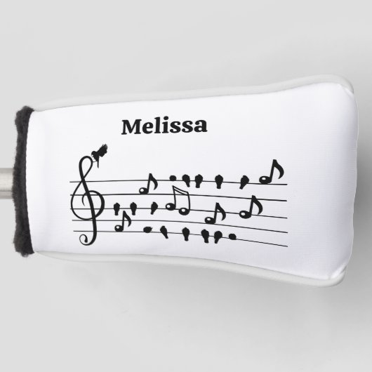 鳥のように自由に、音楽のノートとして歌の鳥の演技 ゴルフヘッドカバー (正面)