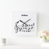 鳥のように自由に、音楽のノートとして歌の鳥の演技 スクエア壁時計 (ホーム)