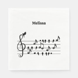鳥のように自由に、音楽のノートとして歌の鳥の演技 スタンダードランチョンナプキン