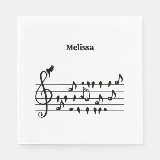 鳥のように自由に、音楽のノートとして歌の鳥の演技 スタンダードランチョンナプキン (正面)