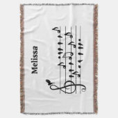 鳥のように自由に、音楽のノートとして歌の鳥の演技 スローブランケット (正面縦)