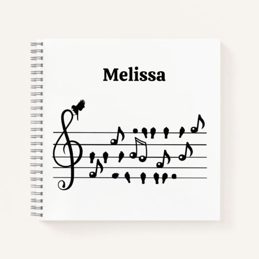 鳥のように自由に、音楽のノートとして歌の鳥の演技 ノートブック (正面)