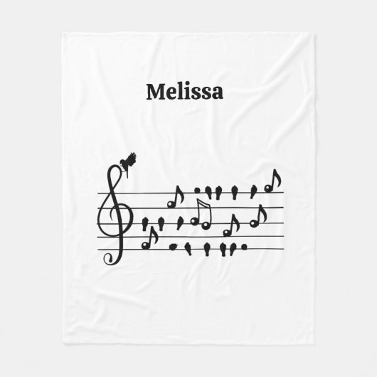 鳥のように自由に、音楽のノートとして歌の鳥の演技 フリースブランケット (正面)
