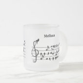 鳥のように自由に、音楽のノートとして歌の鳥の演技 フロストグラスマグカップ (正面右)