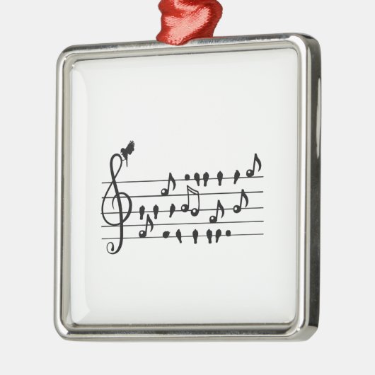 鳥のように自由に、音楽のノートとして歌の鳥の演技 メタルオーナメント (左)