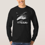 鳥のように飛ぶキテサーフクールシャツ Tシャツ<br><div class="desc">鳥のように飛ぶ、カイトサーフィンクールのシャツ。このデザインは、白い配色の鳥の抽象芸術画像とジャンピングカイトサーファーを含む。</div>